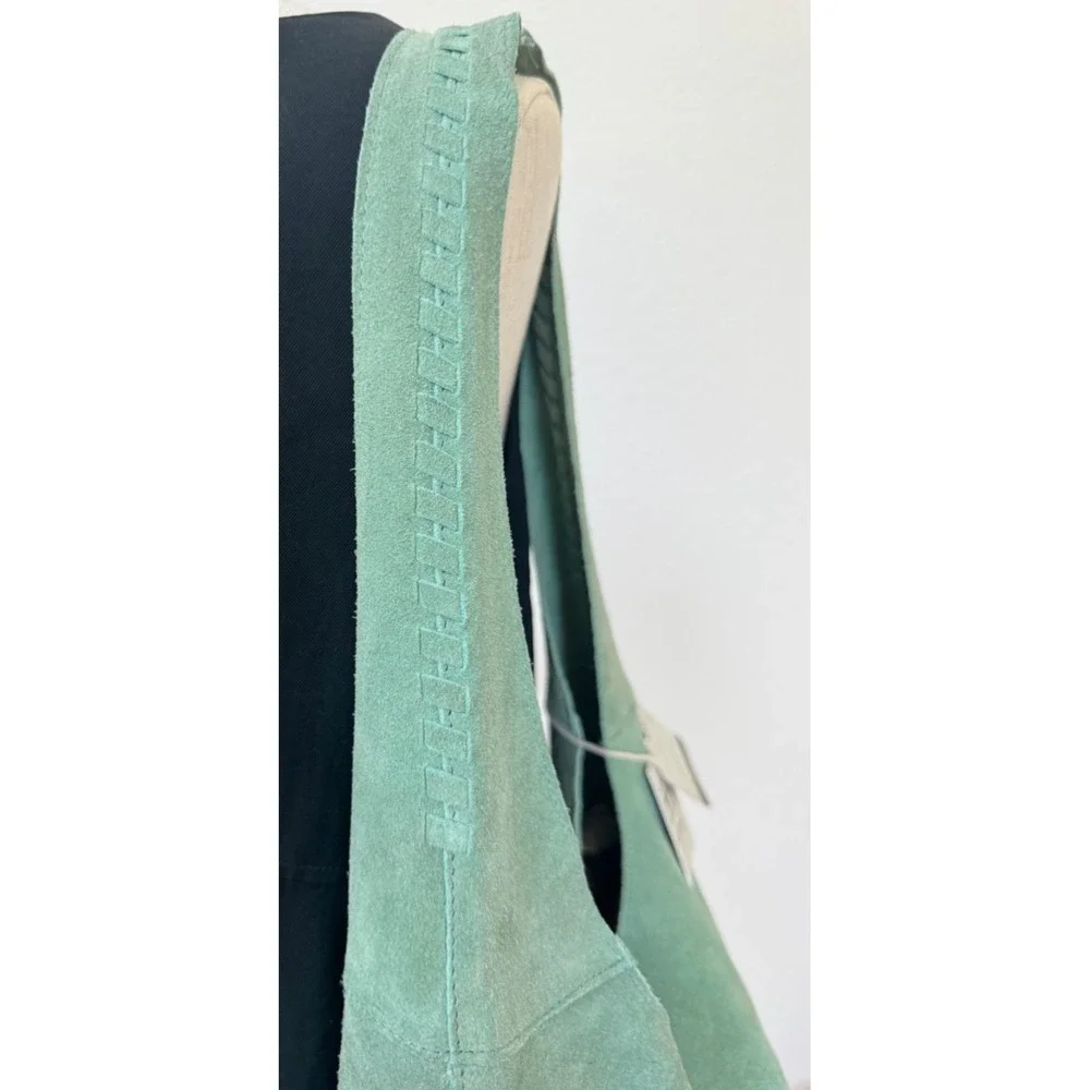 Haute Hippie Style Festival Suede Hobo Bag Green Braided Details Interior Pouch